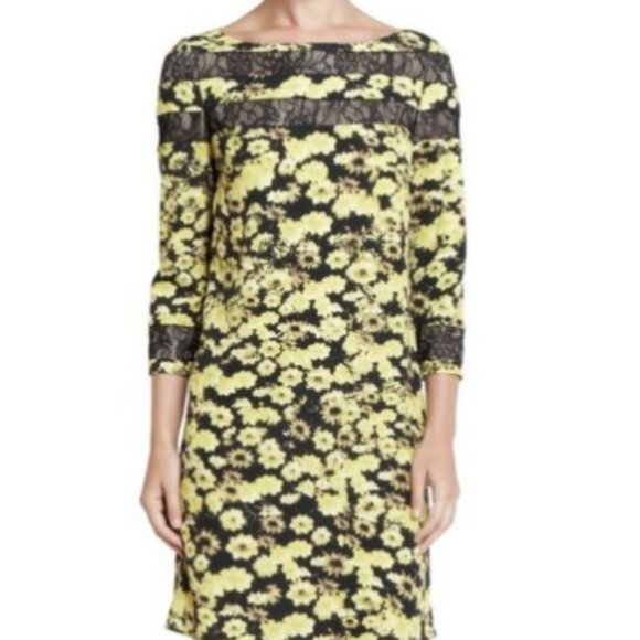 Erin Fetherston Black & Yellow Floral Lace Dress - Picture 1 of 8